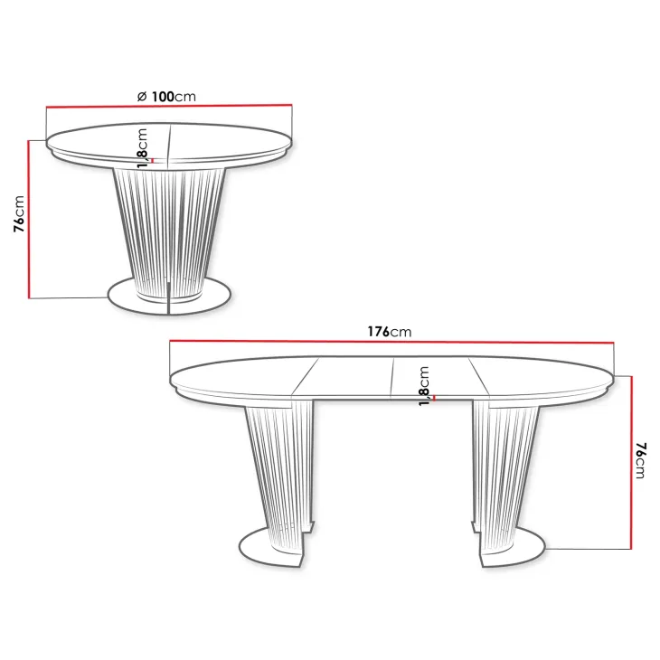 Tavolo da pranzo allungabile 100/176x100 cm rotondo industrial bianco metallo cashmere Monox