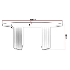 Tavolo da pranzo 185x90cm cannettato ovale beige cashmere Kelda