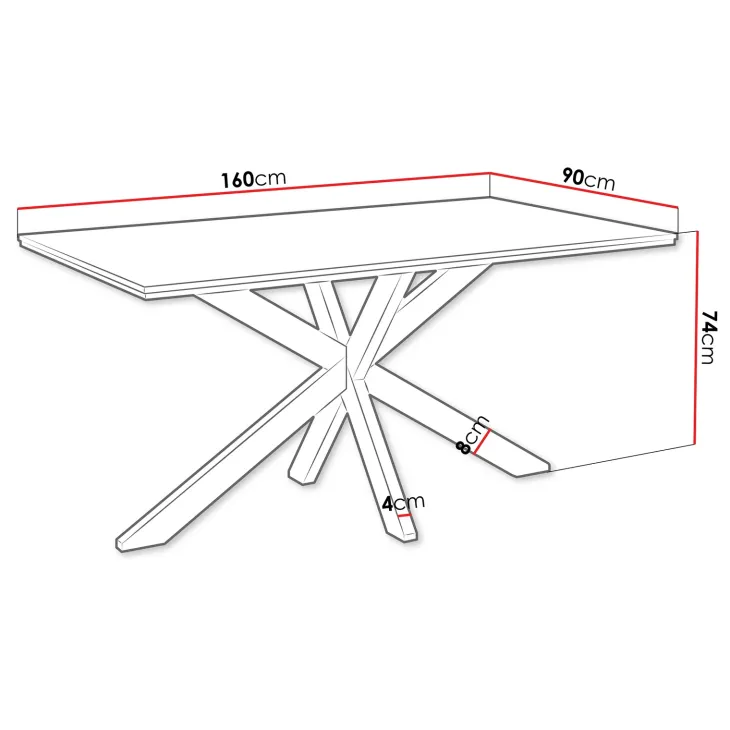 Tavolo da pranzo 160x90 cm industrial rettangolare grigio cemento metallo nero Steel