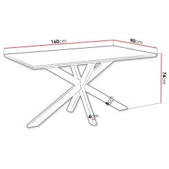 Tavolo da pranzo 160x90 cm industrial rettangolare effetto marmo nero metallo nero Steel