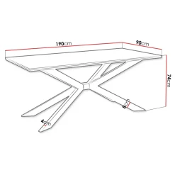 Tavolo da pranzo 190x90 cm industrial rettangolare effetto marmo bianco metallo nero Axon