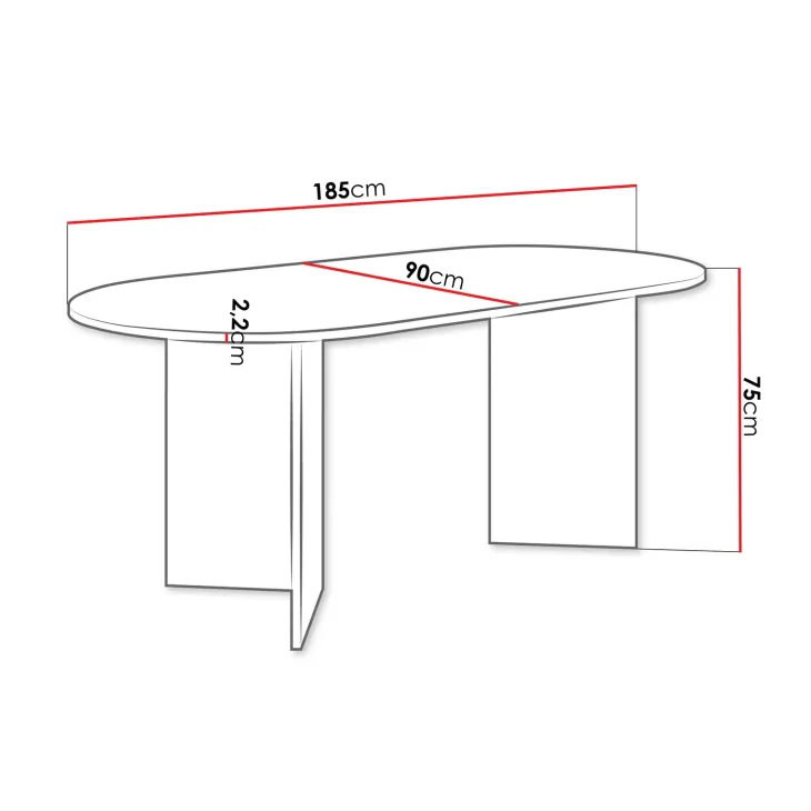 Tavolo da pranzo 185x90cm ovale effetto marmo nero Elden