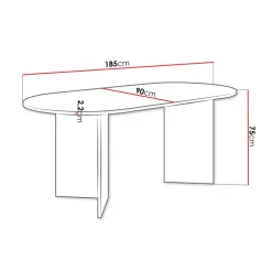Tavolo da pranzo 185x90cm ovale rovere Elden