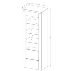Vetrina 65x206h cm 1 anta moderna rovere Paloma 2