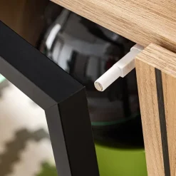 Vetrinetta 70x192h cm 2 ante soggiorno moderna noce con stampa nera Mendes