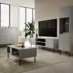 Vetrinetta 50x180h cm moderna soggiorno grigio chiaro nero Cadice